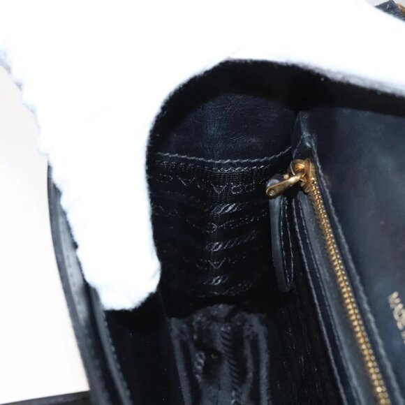 PRADA Chain Shoulder Bag Leather Gray Gold Auth - Picture 12 of 16